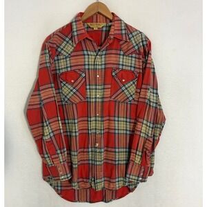 Vtg Big Mac Flannel Shirt Mens L Plaid Pearl Snap Long Sleeve Workwear Gorpcore